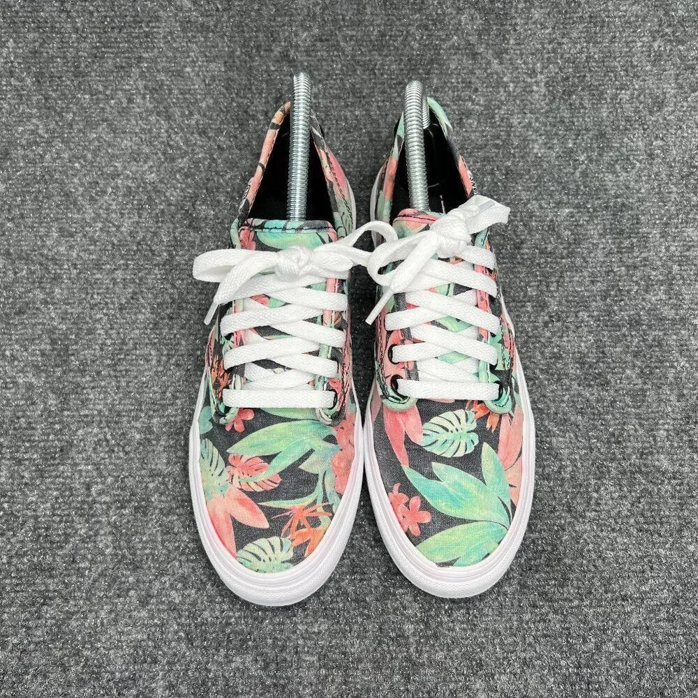 Vans Shoes Womens Size 8 Red Green Black Floral Print Low Athletic Skate Sneakes